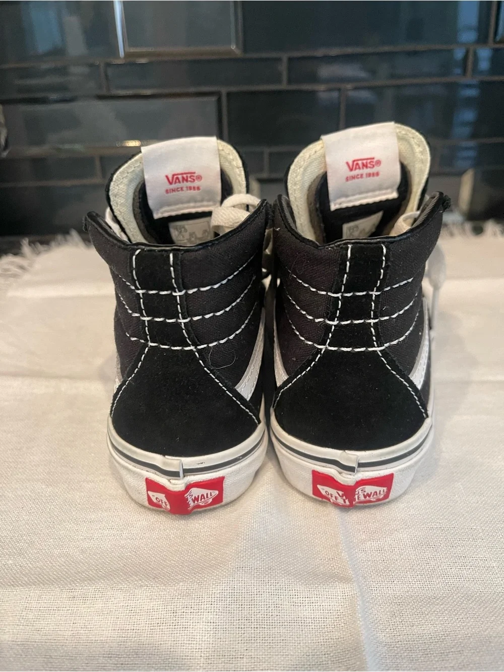 Vans Black & White Kids High-Top Skate Sneakers